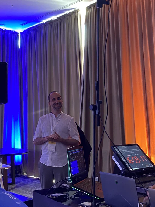 Jose getting ready for his talk