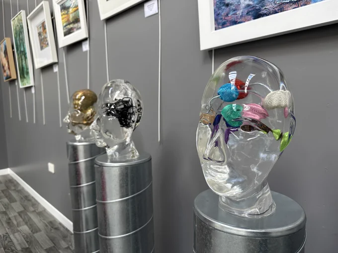 Unique resin sculptures at  North Ayrshire Open Art Exhibition - open daily 10am until 4pm until Saturday 20 July at The Racquet Hall, Eglinton Country Park