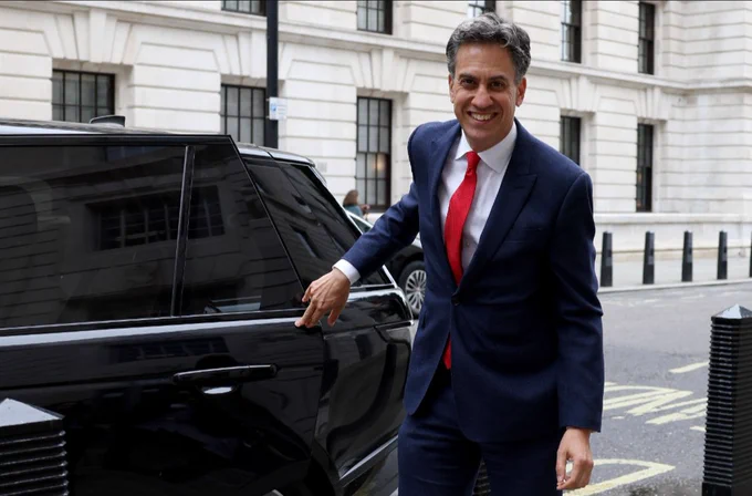 Ed Miliband, Secretary of State for Energy Security and Net Zero, arriving at the Department of Energy Security and Net Zero.