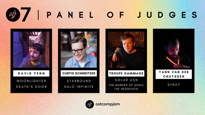 OST Composing Jam #7: Panel of Judges
David Fenn, Curtis Schweitzer, Troupe Gammage, Yann van der Cruyssen