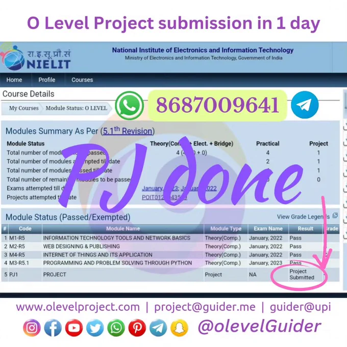 O Level Project submission by O Level Guider for Direct or institute candidate 