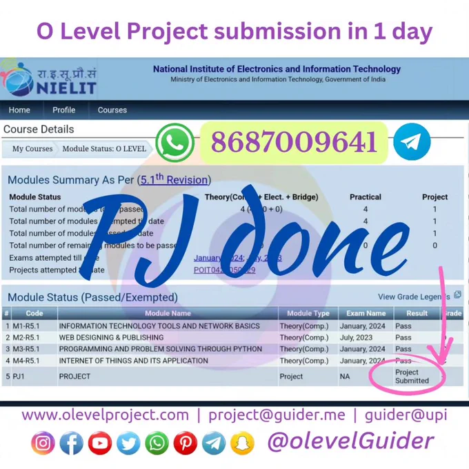 O Level Project submission by O Level Guider for Direct or institute candidate 
