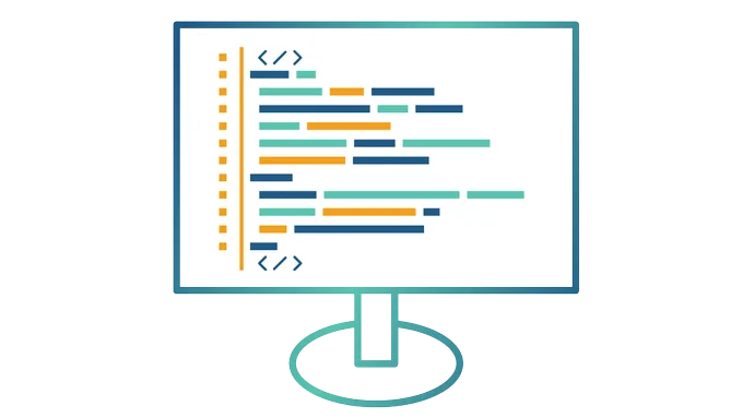 Coloured lines representing code on a computer screen