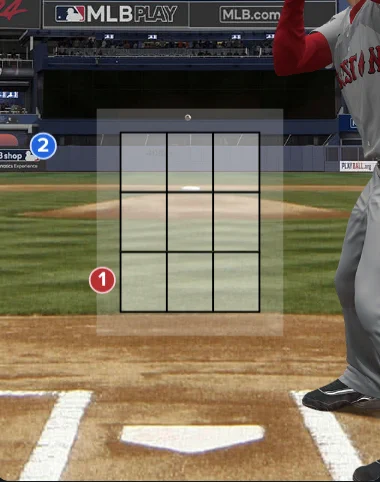 A screengrab from MLB Gameday of an outside pitch that Rafael Devers hit for a 423-foot home run.