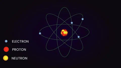 An image of an atom with electrons orbiting around the nucleus
