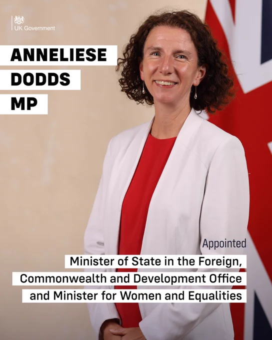 Anneliese Dodds MP as Minister of State in the Foreign, Commonwealth and Development Office and Minister for Women and Equalities in the Department for Education.