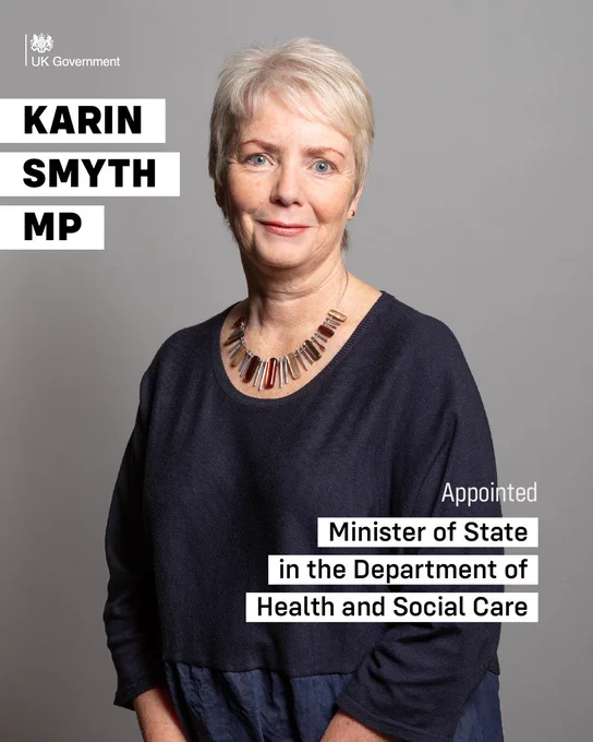 Karin Smyth MP appointed Minister of State in the Department of Health and Social Care.