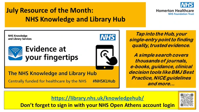 NHS Knowledge & Library Hub - Newcomb Library Resource of the Month - try it out and if you have any questions just ask library staff who will be happy to help!