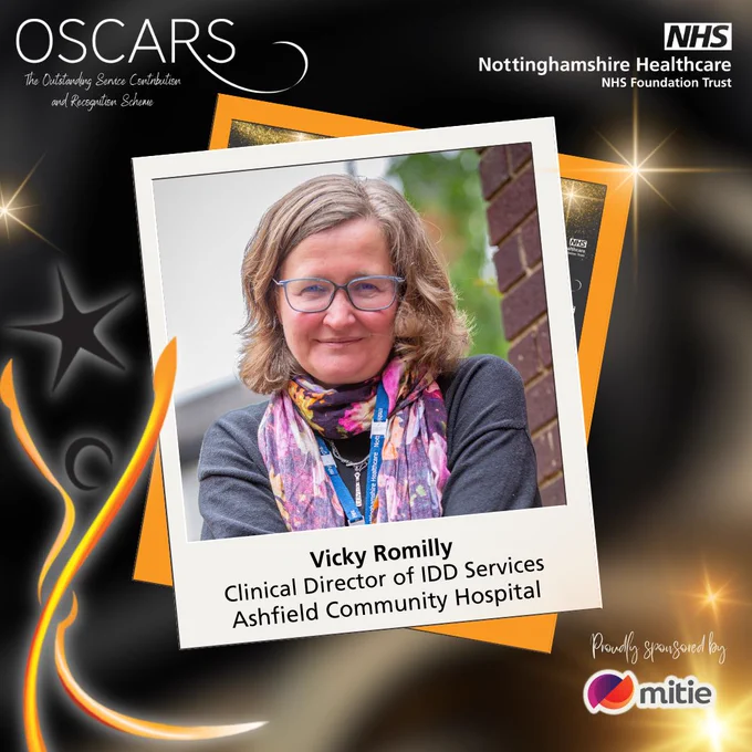 OSCARS 2023/24. Vicky Romilly, Clinical Director of Intellectual Disability and Developmental Disability Service, Ashfield Community Hospital