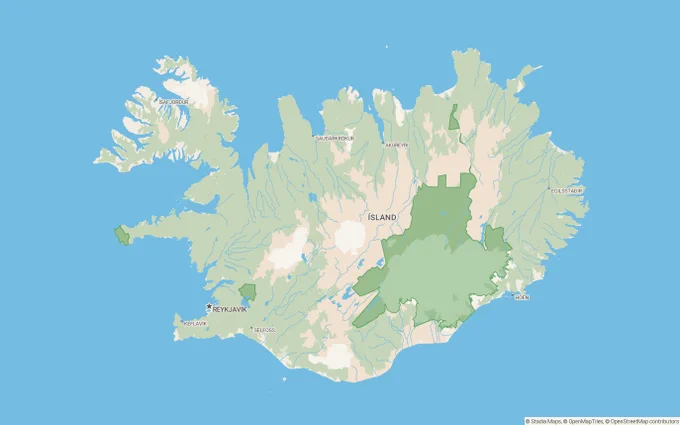 Ísland in the new Stadia Maps style.