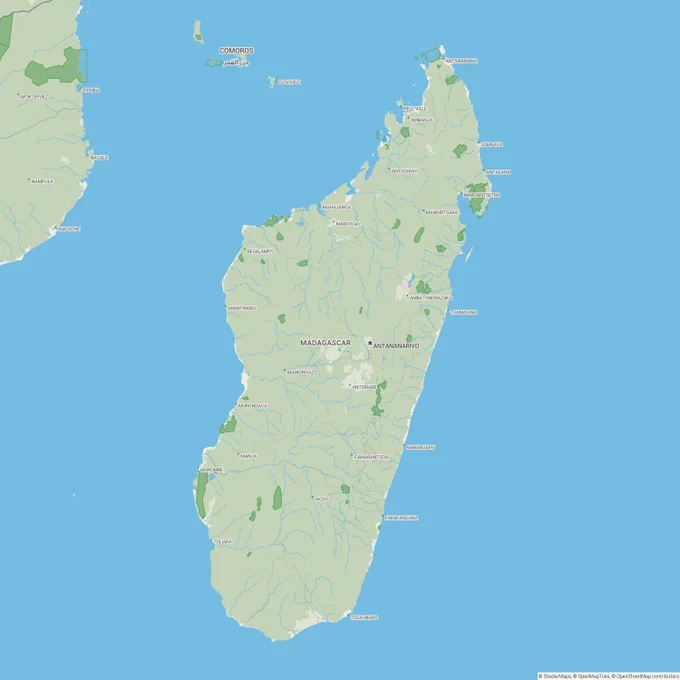 Madagascar in the new Stadia Maps style.