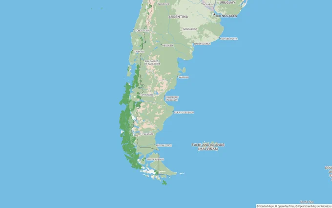 Chile, Argentina, and the Falkland Islands in the new Stadia Maps style.