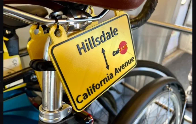 Hillsdale to California Ave Caltrain 3D bike tag
