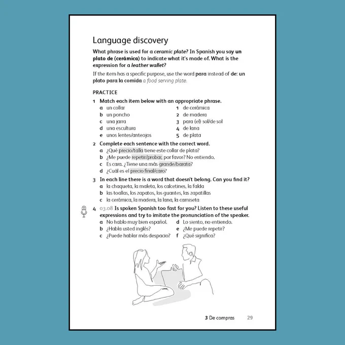 Beginners' Latin American Spanish - inside page - Language discovery exercise