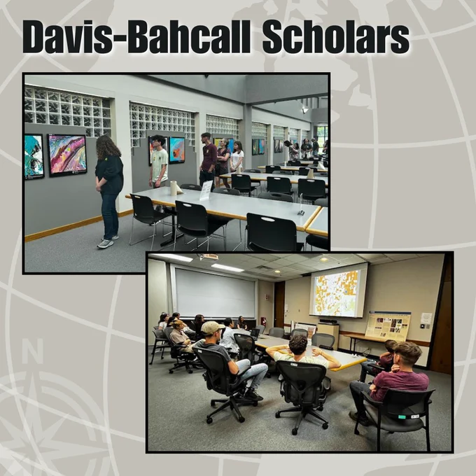 Two photos of the EROS tour with Davis-Bahcall Scholars.