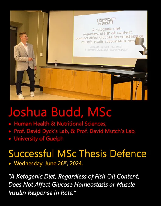 A photo of Joshua at his defence, in front of a projected title screen with the same title of her thesis that is listed in this posting.