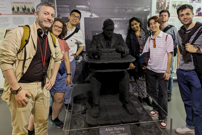 Picture of the last lab trip, a visit to Bletchley Park. The statue in the picture is of Alan Turing, who, in addition to helping crack the German coded messages during WWII, also worked in biomathematics and actually coined the term ‘morphogen’. Charlotte and Ruben are on the left side of the picture.