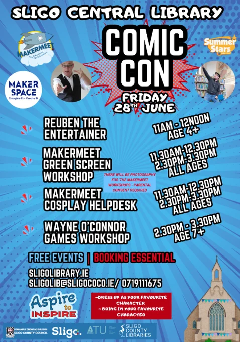 Poster outlining the events/workshops hosted by MakerMeet for Sligo Public Library