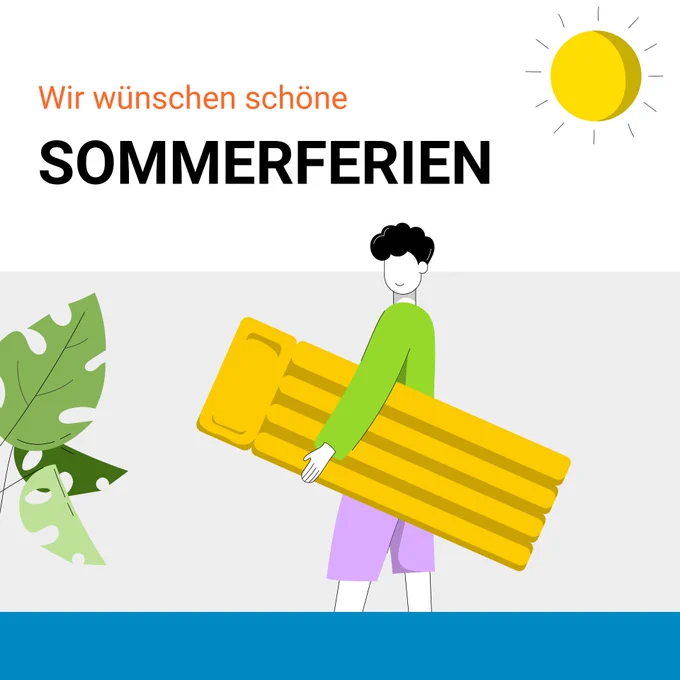 Illustration von einer Person mit einer Luftmatratze unter dem Arm. 