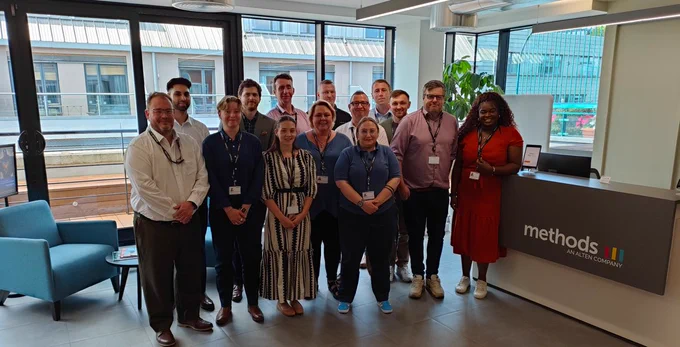 Photo of the new Cyber recruits standing in the Methods office alongside Methods CISO