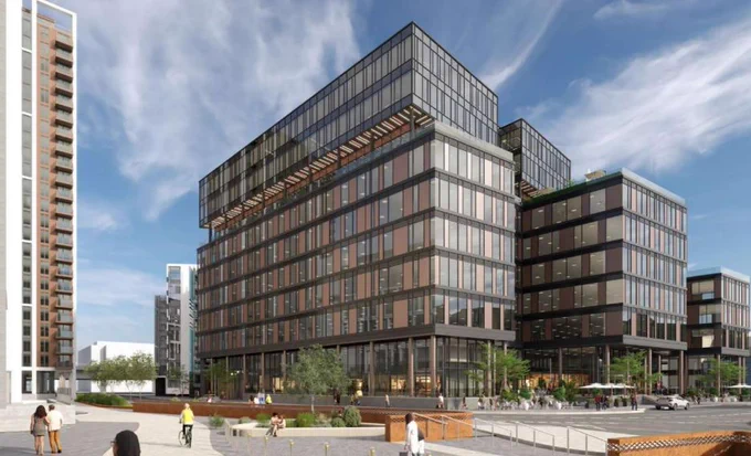 CGI image of 10 storey building at City Quays 