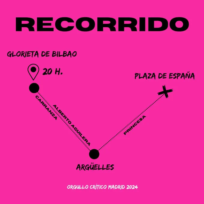 Información del recorrido
Empieza en glorieta de Bilbao a las 20H

Pasa por Carranza y Alberto Aguilera hasta Argüelles, toma princesa y acaba en plaza españa.

La imagen muestra un pequeño mapa del recorrido