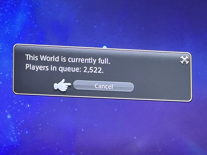 This World is currently full. Players in queue: 2,522.