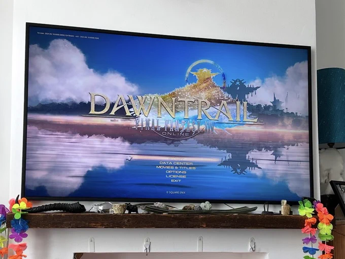 The Dawntrail login screen