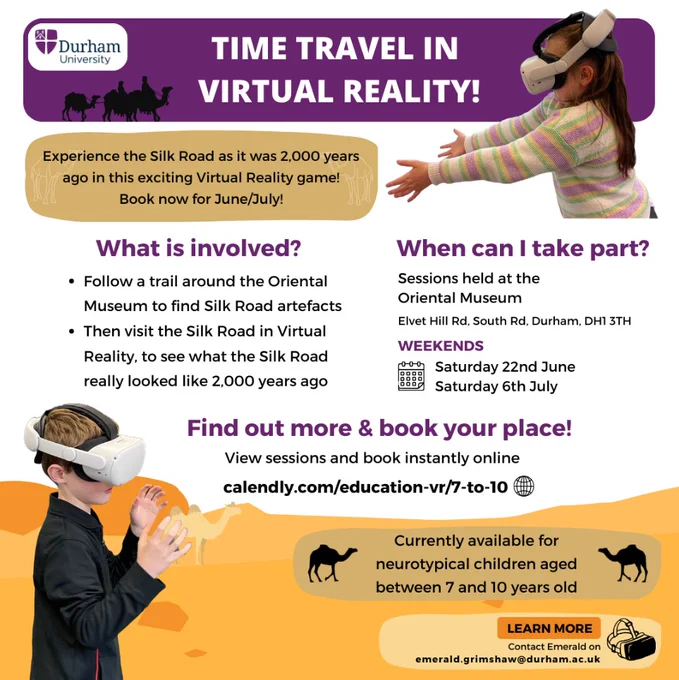 Poster with details of Virtual Reality experience at the Oriental Museum 