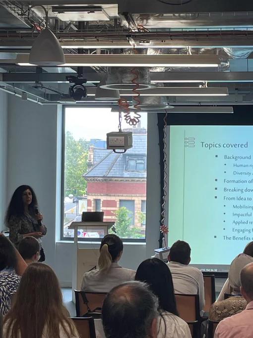 The final session before lunch break included discussions around moving from theory to societal impact and how researchers and designers have a role in reducing inequalities. The talk was delivered by Nasrine Olson.