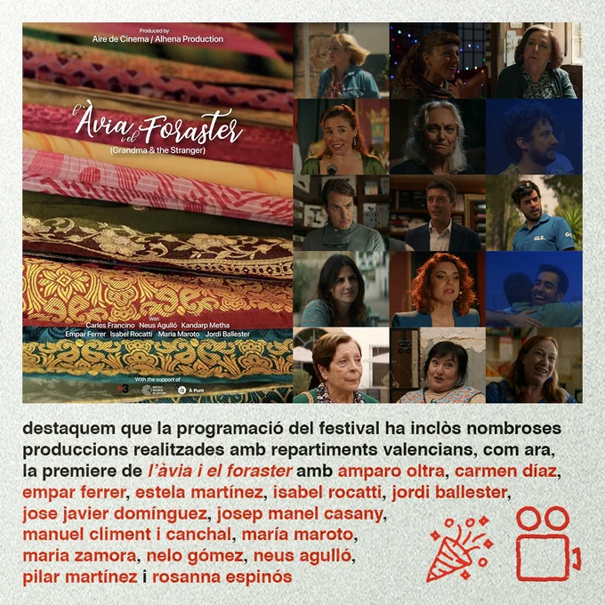 destaquem que la programació del festival ha inclòs nombroses produccions realitzades amb repartiments valencians, com ara, la premiere de l’àvia i el foraster amb amparo oltra, carmen díaz, empar ferrer, estela martínez, isabel rocatti, jordi ballester, jose javier domínguez, josep manel casany, manuel climent i canchal, maria maroto, maria zamora, nelo gómez, neus agulló, pilar martínez i rosanna espinós