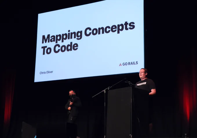 Chris Oliver speaking on Mapping Concepts To Code at Brighton Ruby