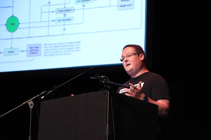 Chris Oliver speaking on Mapping Concepts To Code at Brighton Ruby