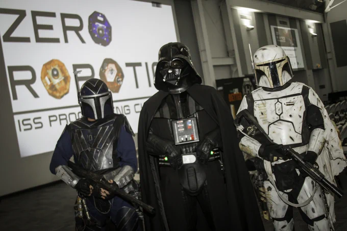 Star Wars characters at a Zero Robotics event