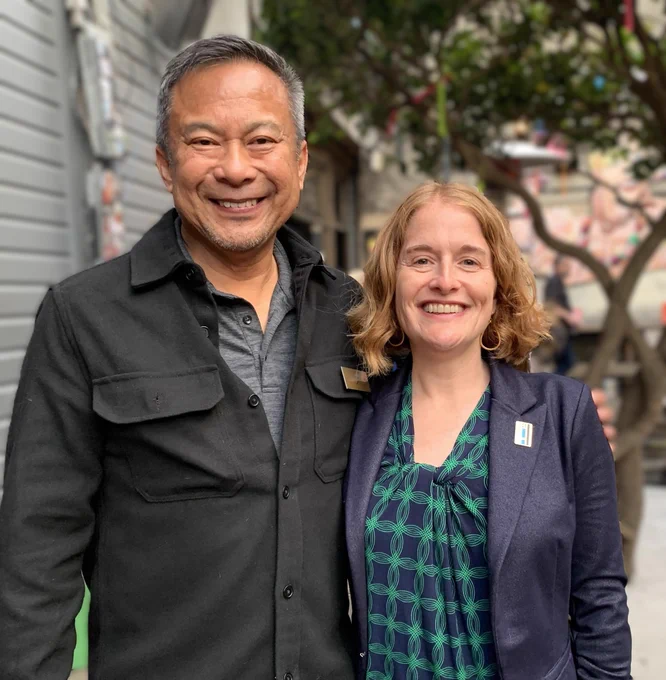 Photo of El Cerrito City Councilmember Gabe Quinto and El Cerrito City Council Candidate Rebecca Saltzman