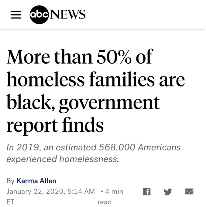 More than 50% of homeless families are black, government report finds.
