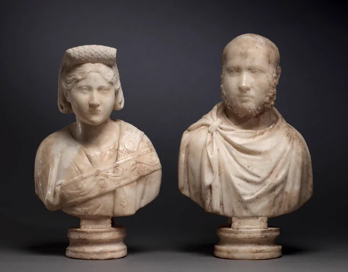 Two photos of busts of the Roman couple described in the post.