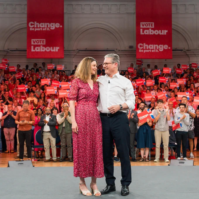 Keir Starmer pictured with his wife Victoria at a mobilisation event in London