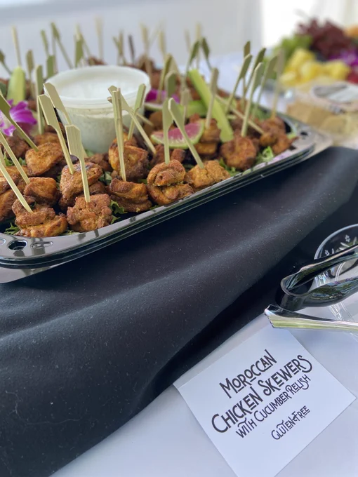 Moroccan chicken skewers with cucumber relish