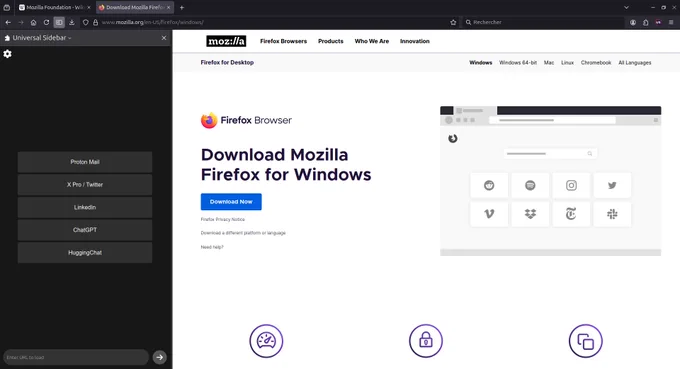Sidebar dans Firefox