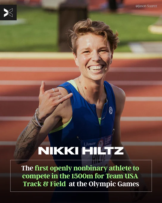 Nikki HILTZ the first openly nonbinary athlete to compete in the 1500m for Team USA Track and Field at the Olympic Games
