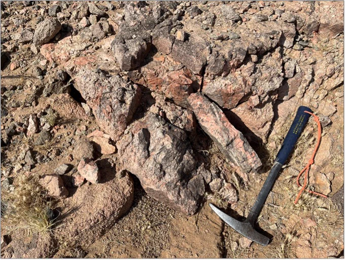 Pegmatite in vicinity of target T14, Balthaga Project, June 2024