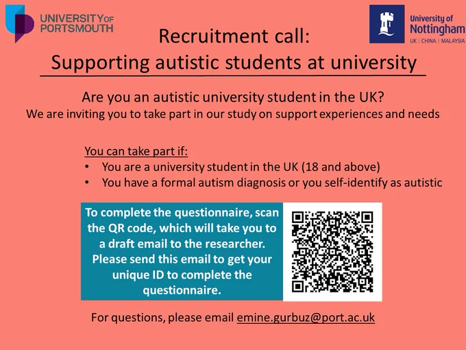 The QR code will take you to a drafted email to be sent to the researcher. The researcher will email you a unique ID to complete the questionnaire. You can save your progress and continue later using your ID. Any questions, email at emine.gurbuz@port.ac.uk. 