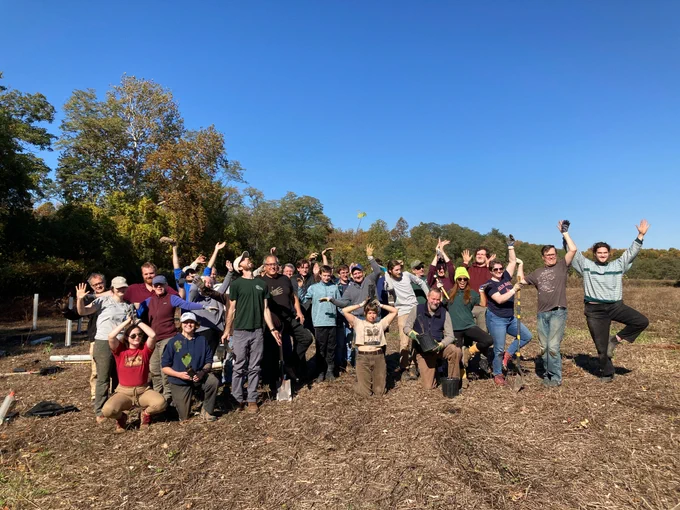 Group photo of the 2022 volunteers who planted trees at Mawignack Preserve as part of the NYSDEC "Trees for Tribs" program / Photo by Claire Wegh