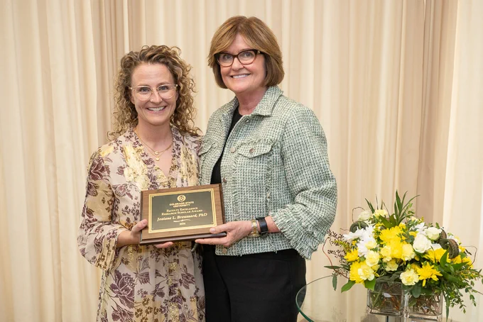 Dr. Josianne Broussard smiles with Provost Marion Underwood.