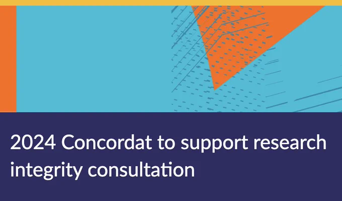 Abstract design with the words ‘2024 Concordat to support research integrity consultation’