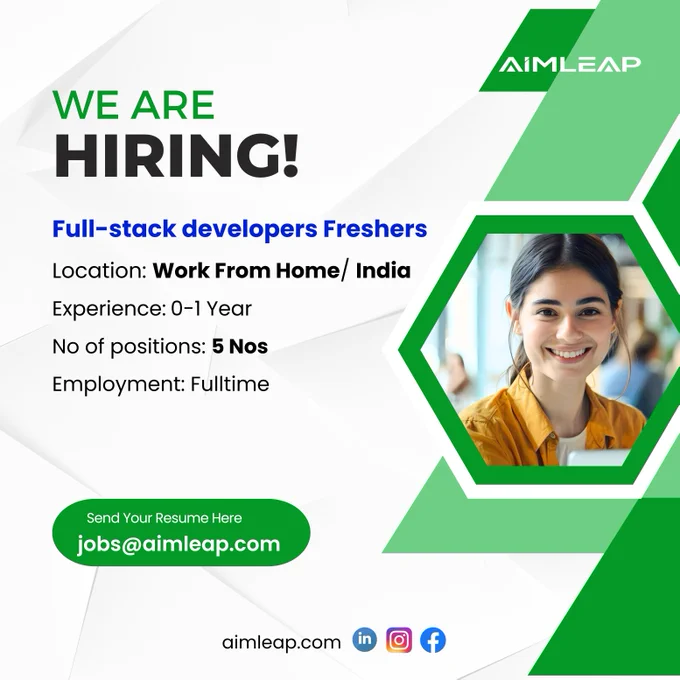 Full-stack developers - Freshers (WFH)
Experience: 0 to 1 year
Location: Work from Home/Bangalore/India
CTC: 4 lacs to 5 lacs INR per annum
No of positions: 10
Educational qualification: MBA/PGDM/Engineering
Industry: Software/IT-ITES 
 
Qualifications & Requirements:
Strong understanding of web development concepts and technologies.
Proficiency in front-end technologies such as HTML, CSS, JavaScript, and front-end frameworks/libraries like React, Angular, or Vue.js.
Any relevant internships, projects, or certifications demonstrating practical experience in web development would be advantageous.
Basic knowledge of server-side programming languages such as Node.js, Python, or Java.

Responsibilities:
Responsible for developing and maintaining both front-end and back-end aspects of web applications.
Collaborate with the development team to design, develop, test, and deploy web applications.
Develop front-end components using HTML, CSS, and JavaScript frameworks such as React, Angular, or