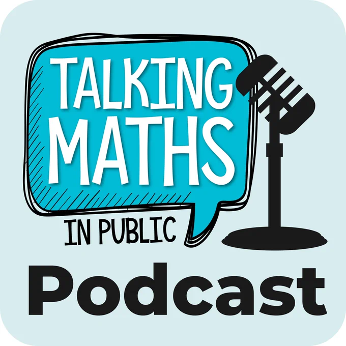 The Talking Maths in Public Podcast logo. This is the usual Talking Maths in Public logo with the word "Podcast" under it and a graphic to indicate a microphone.
