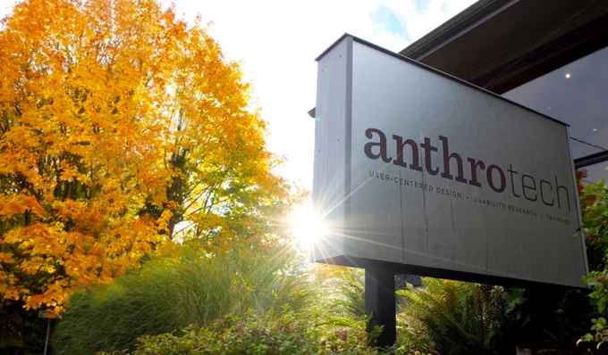 Anthro-Tech facilities with outdoor signage at the Olympia office.