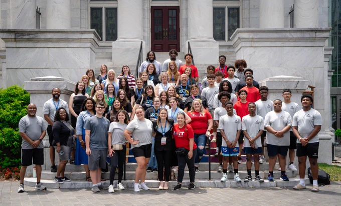 Educator Rising Kentucky students and teacher leaders pose for a group picture